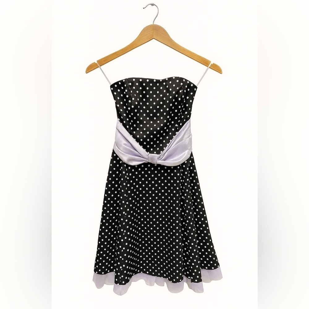 Superstition New York Vintage Strapless black and white  polka dot dress size 4
